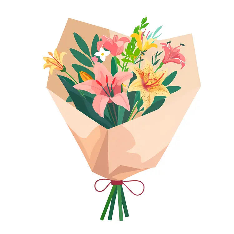Bouquet of Flowers with Pink and Yellow Blooms