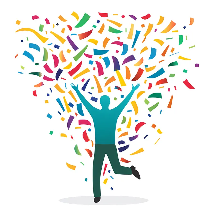 Confetti Celebration with Silhouette