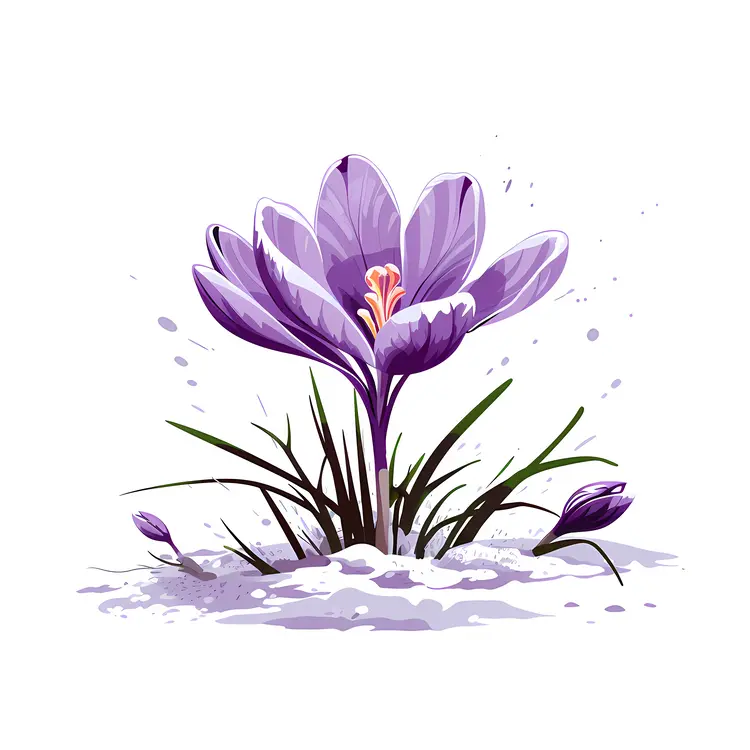 Purple Crocus in Snow
