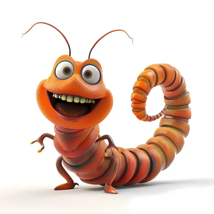 Smiling Orange Worm Illustration