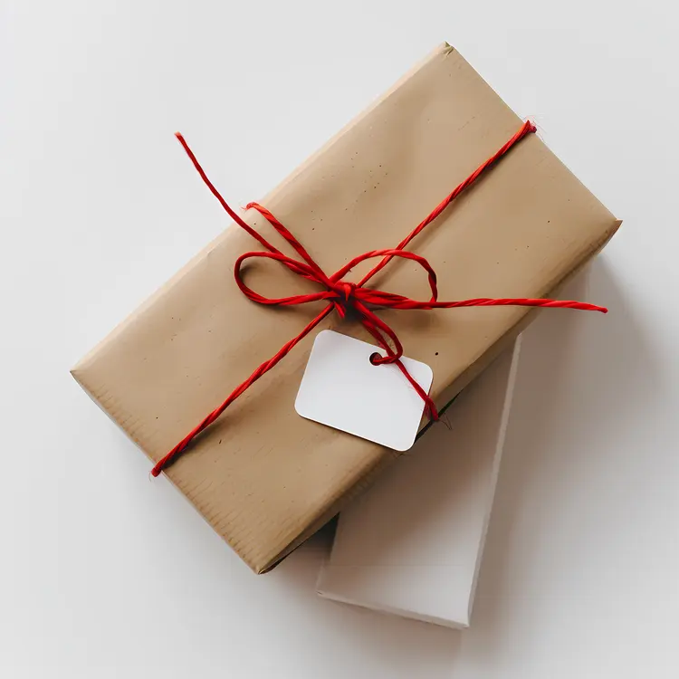 Simple Wrapped Gift Box with Red Ribbon
