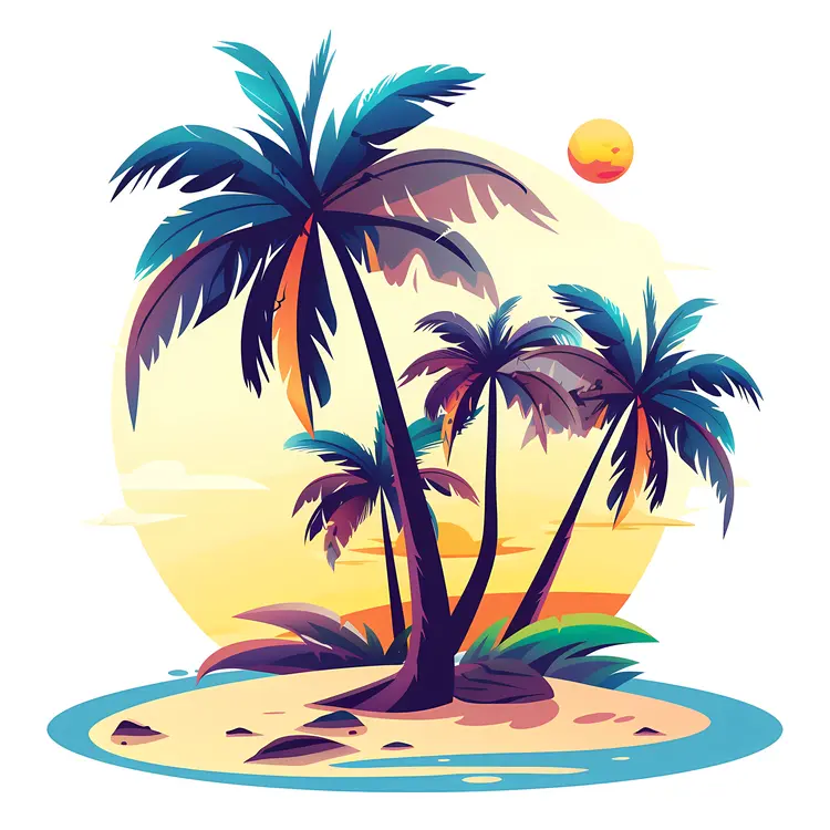 Palm Trees on a Tropical Beach