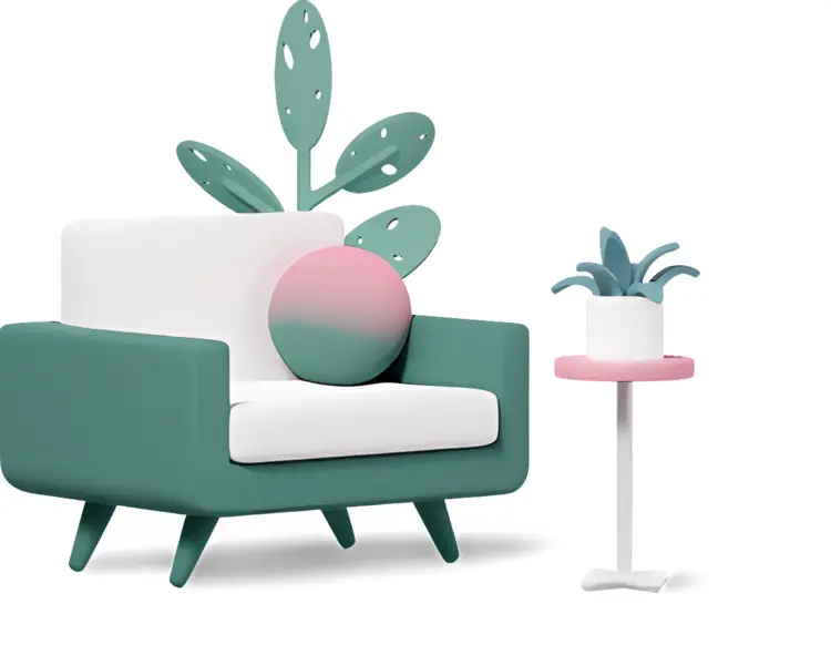 Cozy armchair with side table