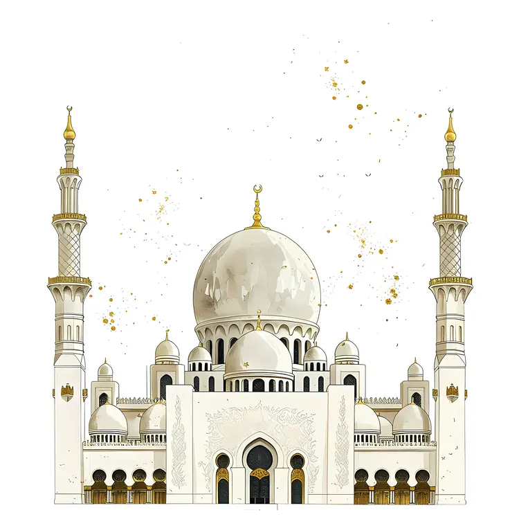White Domed Mosque with Minarets