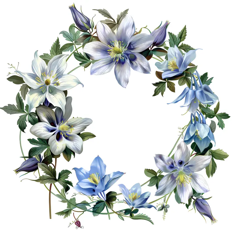 Blue and White Floral Wreath