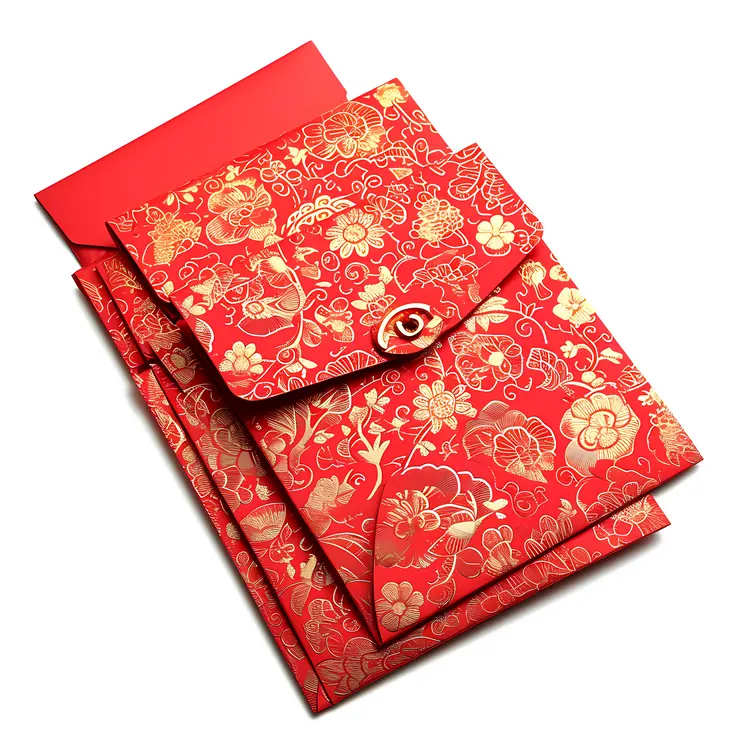Red Envelopes with Gold Floral Pattern for Chinese New Year