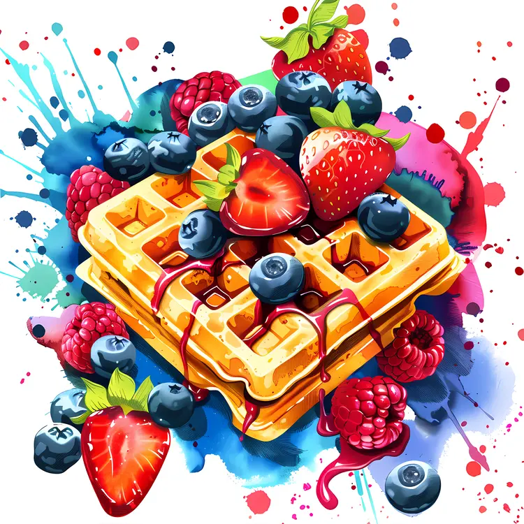 Delicious Waffles with Berries