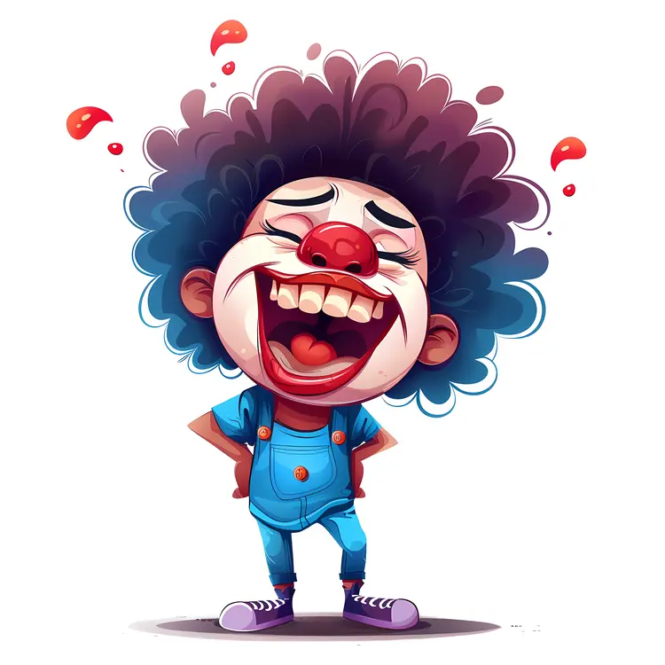 Laughing Cartoon Clown with Red Nose