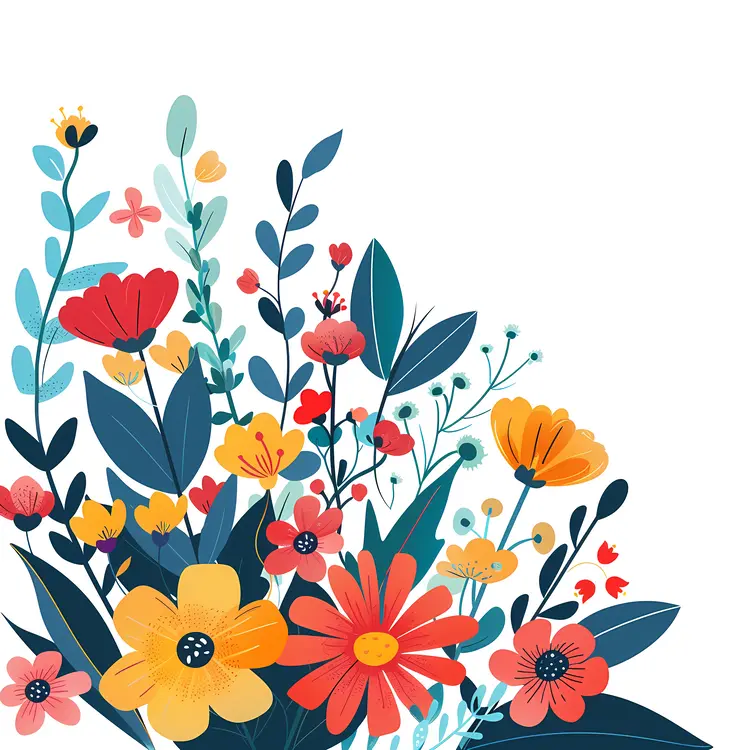 Colorful Flowers Bouquet Illustration