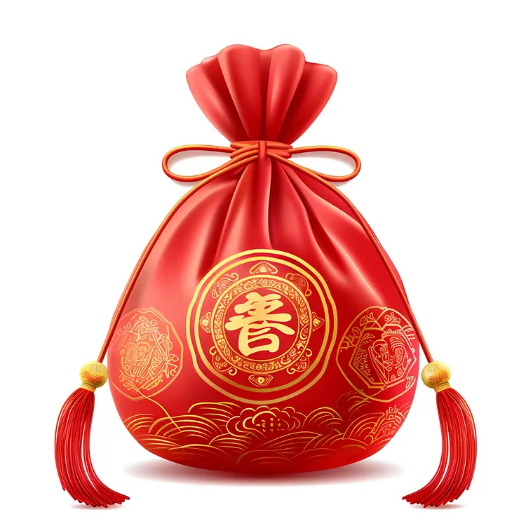Red Decorative Bag with Gold Patterns