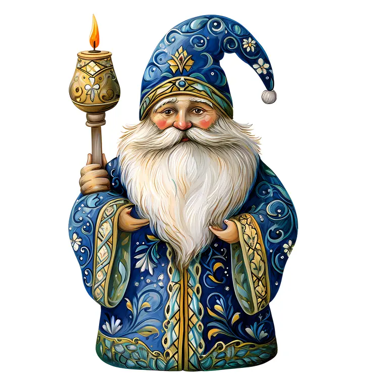 Blue Santa with Lantern
