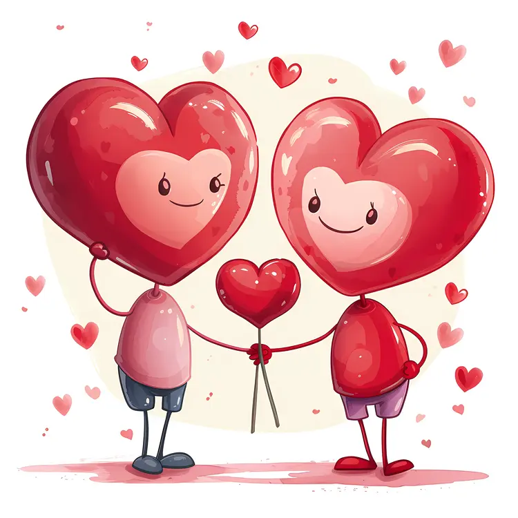 Heart Characters Holding a Heart