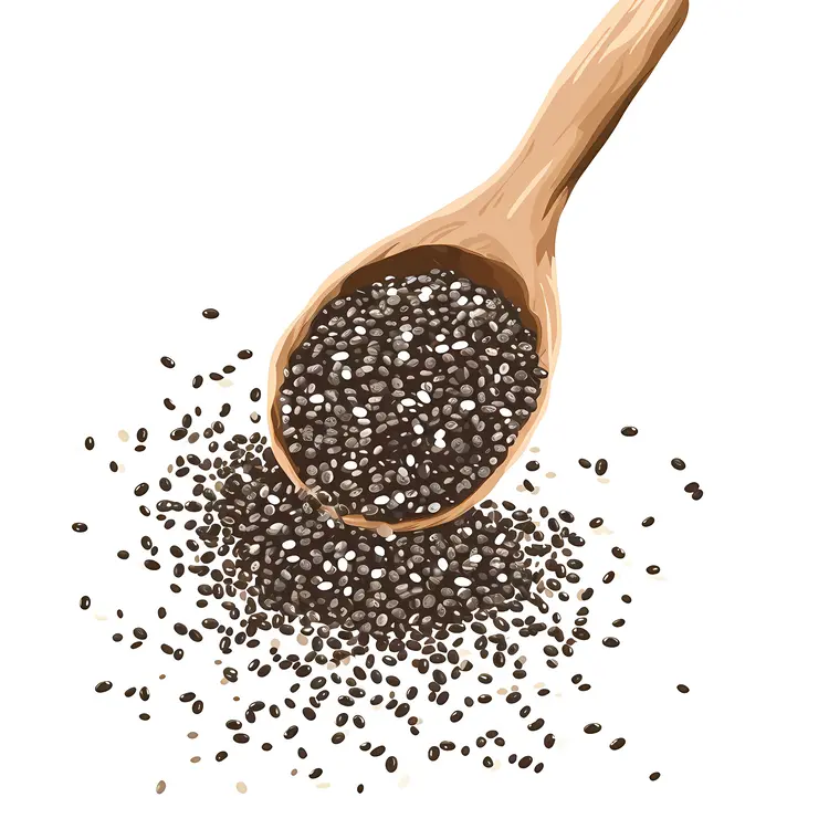 Wooden Spoon with Chia Seeds