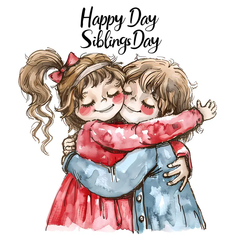 Happy Day Siblings Day with Hugging Children Illustration