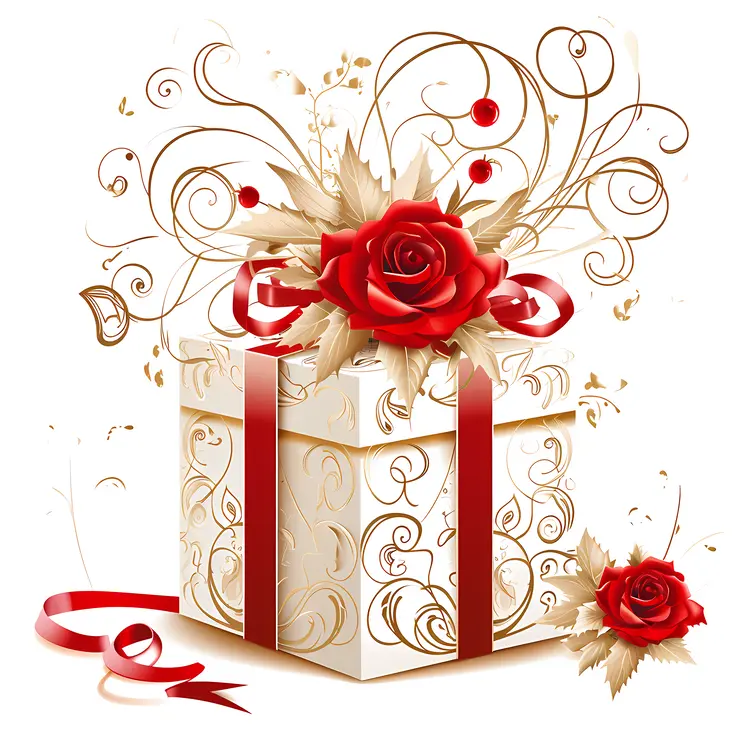 Elegant Gift Box with Red Rose