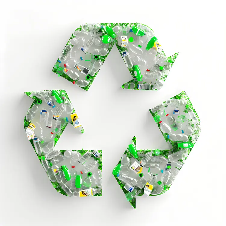 Plastic Recycle Symbol with Bottles