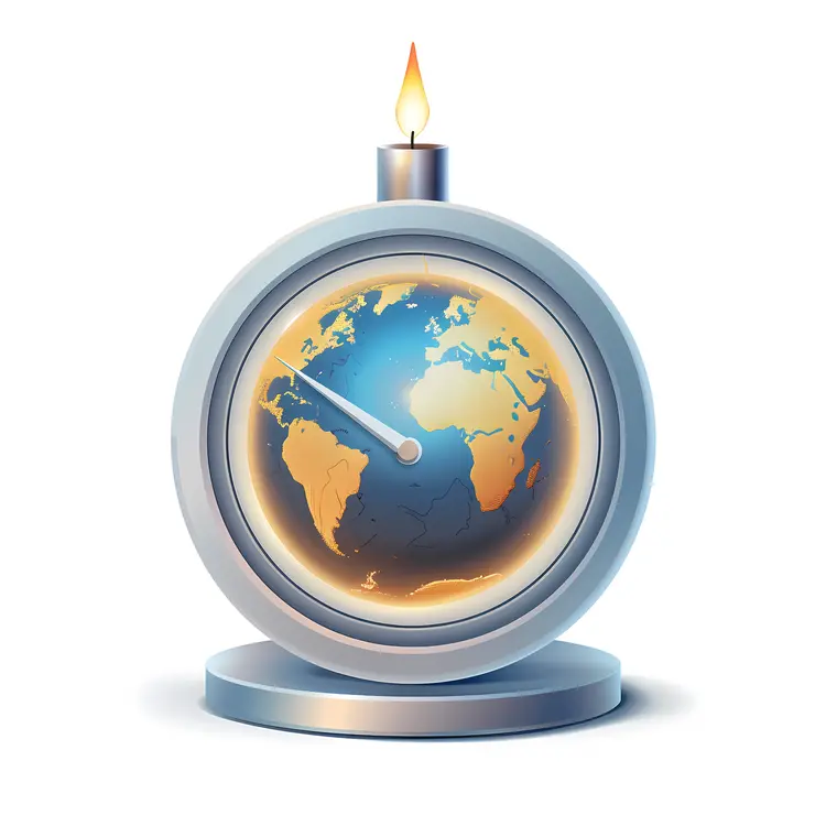 Earth Clock with Candle Flame