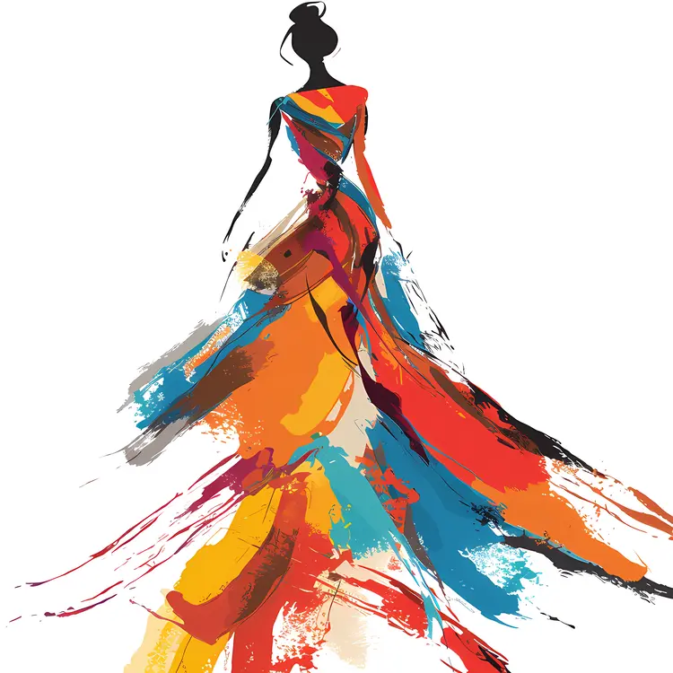 Flowing Abstract Colorful Dress