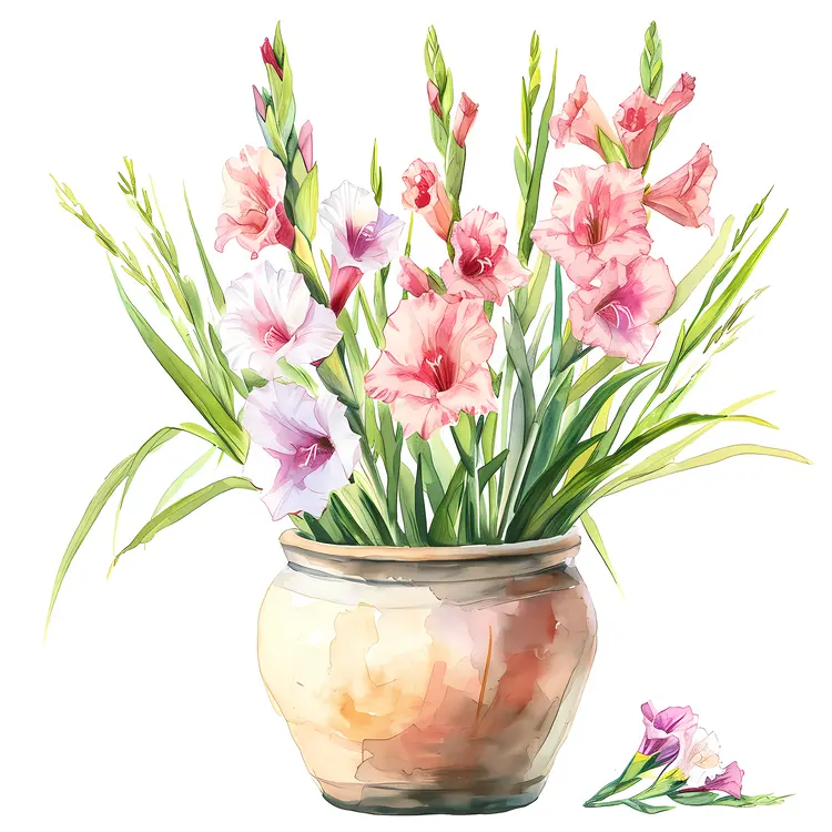 Gladiolus Flowers in a Pot