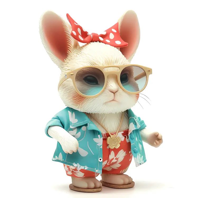 Cute Bunny with Sunglasses and Bow