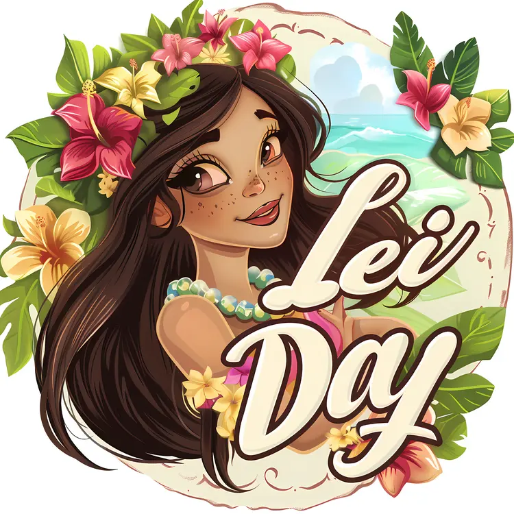 Lei Day Celebration with Character and Flowers