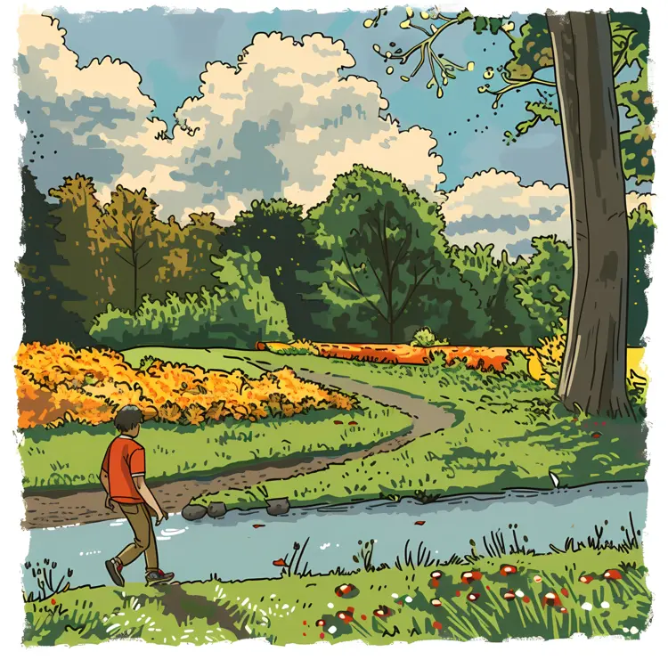 Sauntering in a Beautiful Park