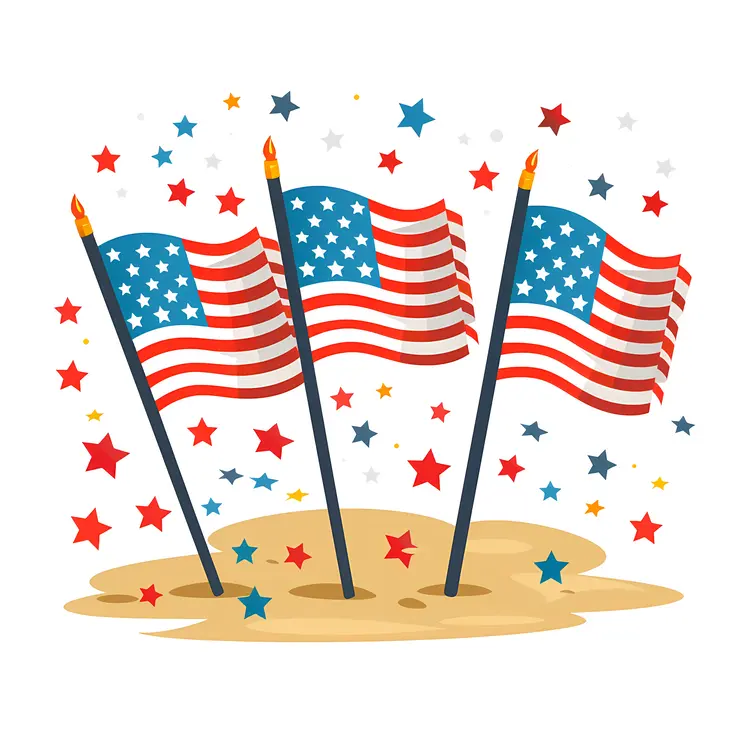 Patriotic American Flags Illustration