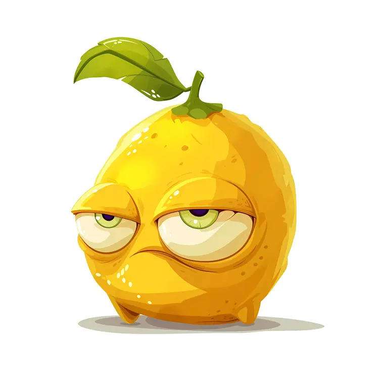 Cartoon Lemon with Leaf