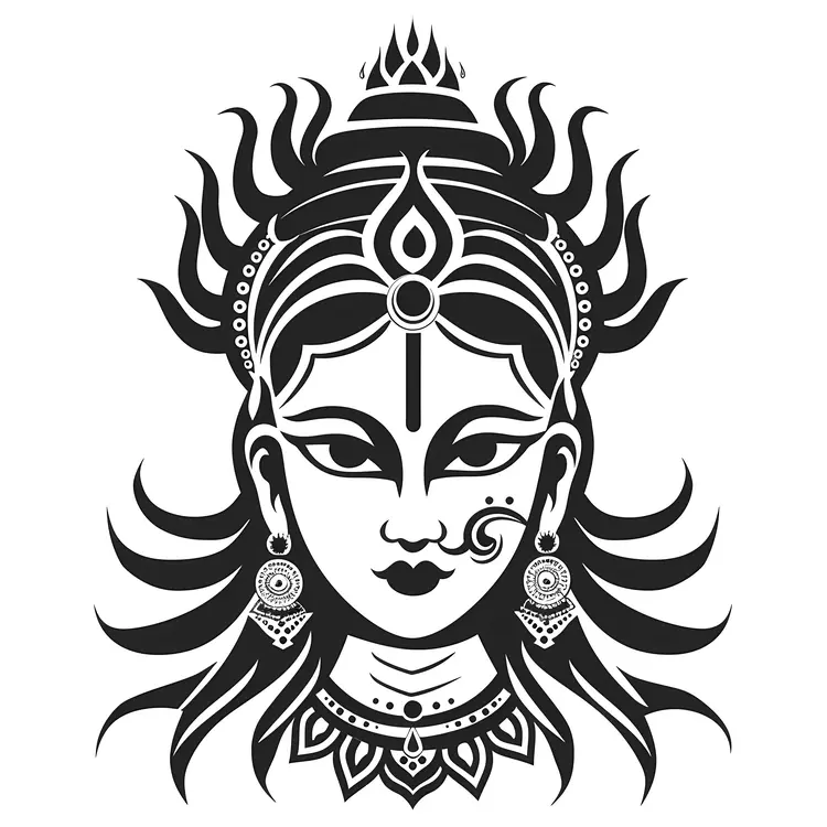 Black and White Divine Goddess Face