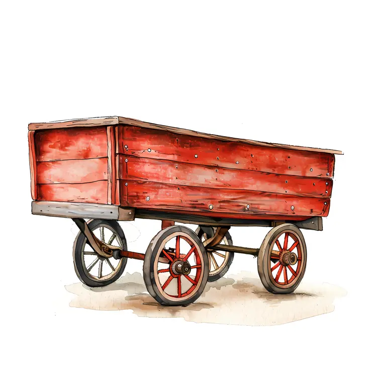 Rustic Red Wooden Wagon