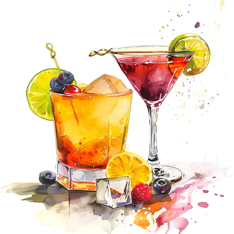 Refreshing Cocktails with Fruit Garnish