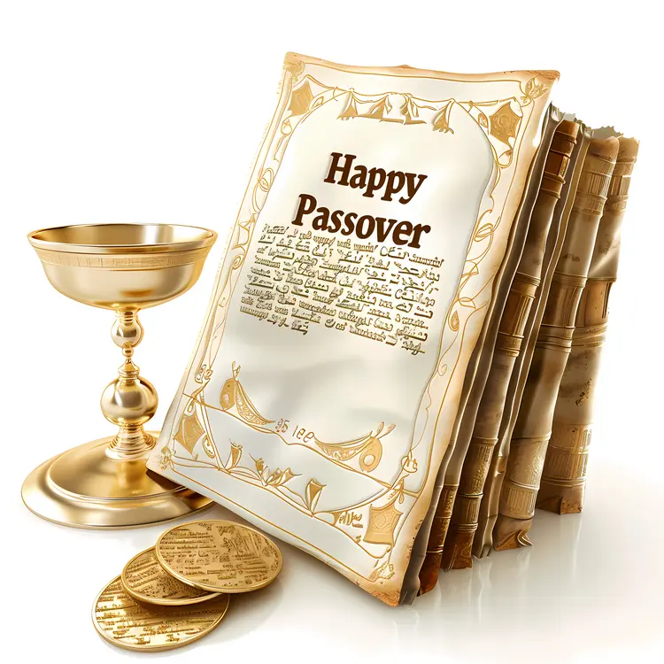 Passover Book with Cup and Matzah