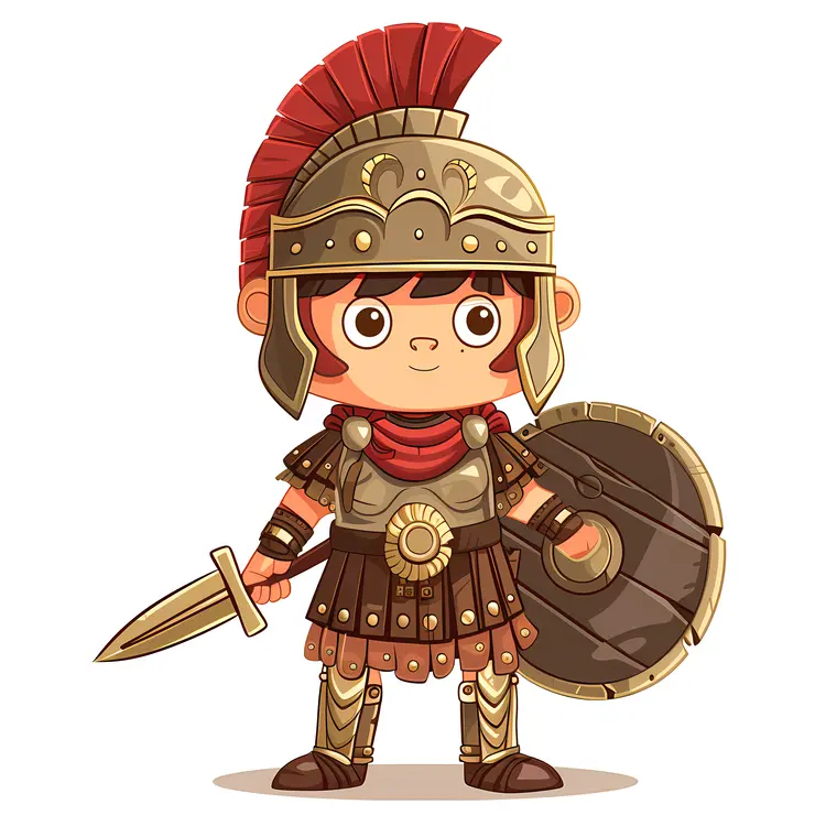 Chibi Roman Soldier with Sword and Shield