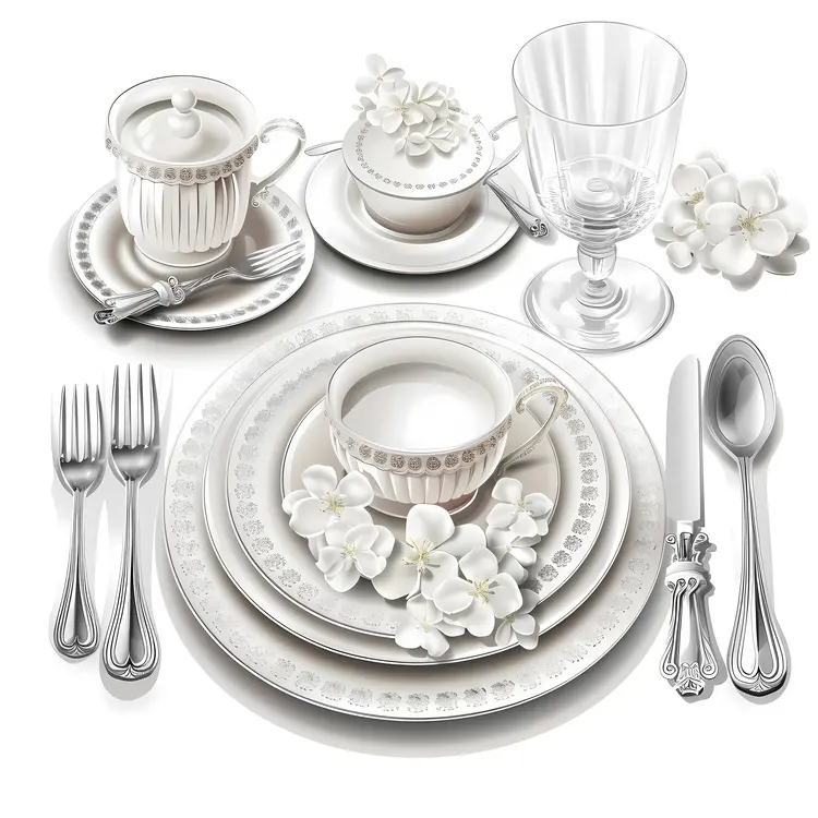 Elegant White Table Setting with Floral Decor