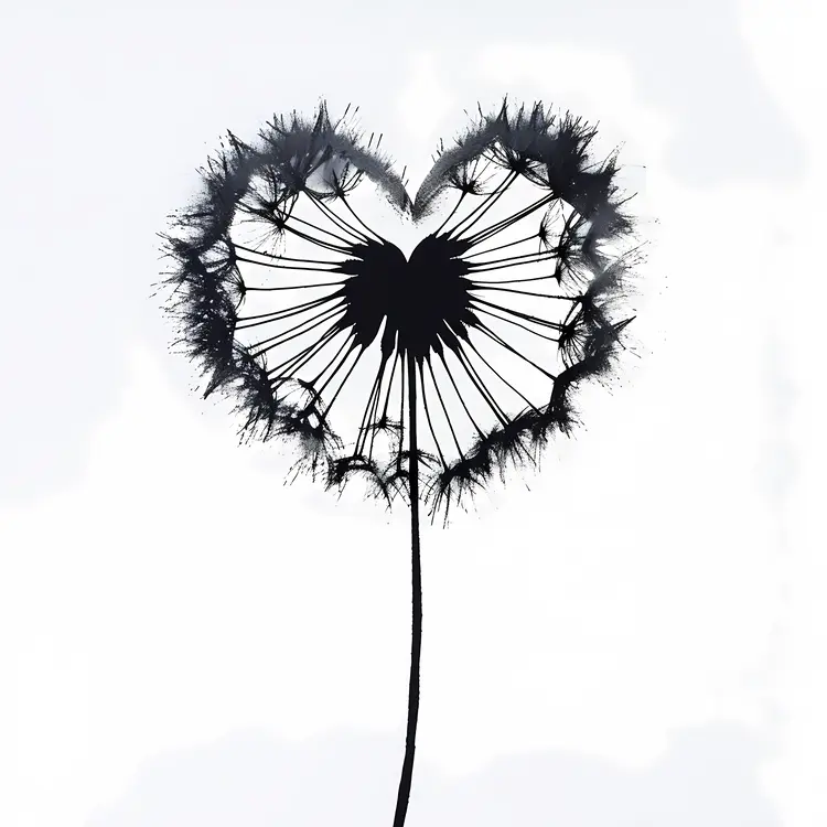 Black and White Heart-shaped Dandelion