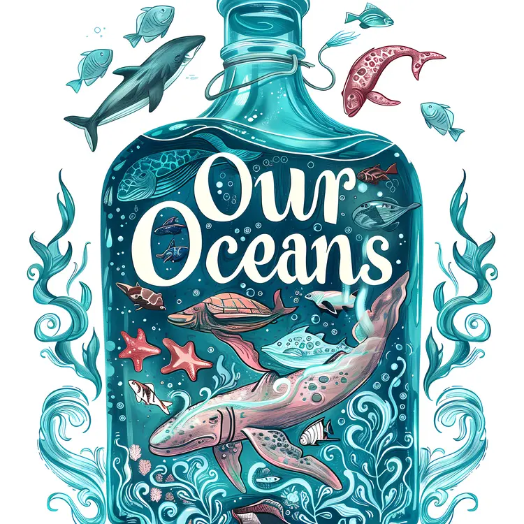 Our Oceans Bottle with Diverse Marine Life