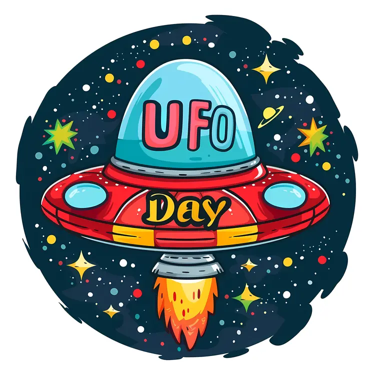 Cartoon UFO Illustration for UFO Day