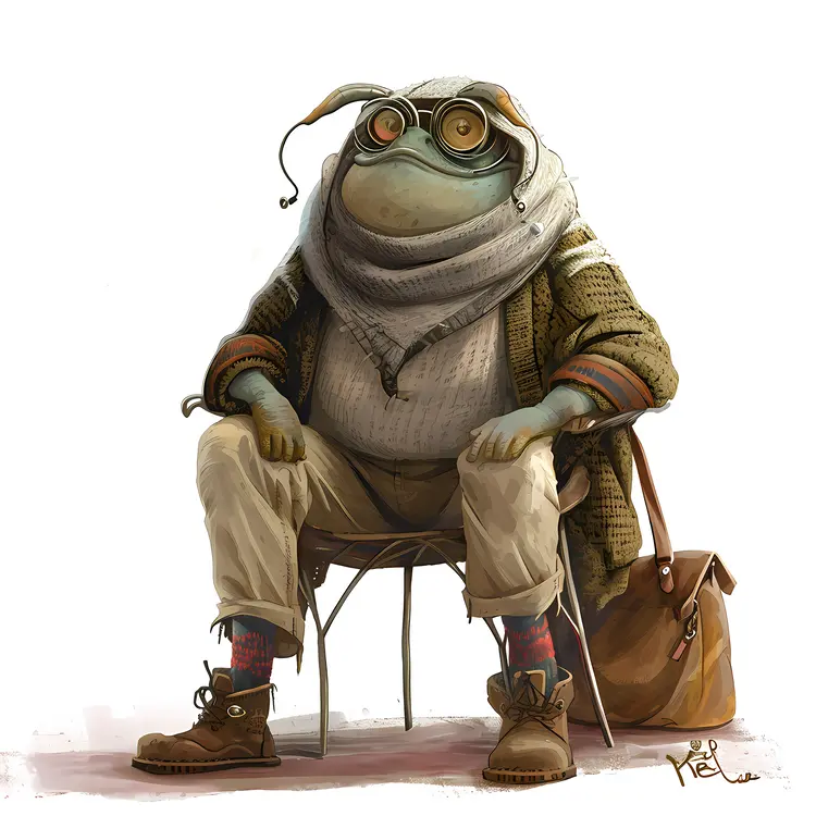 Stylish Frog with Glasses and Scarf
