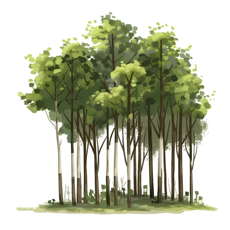Cartoon Trees in a Forest