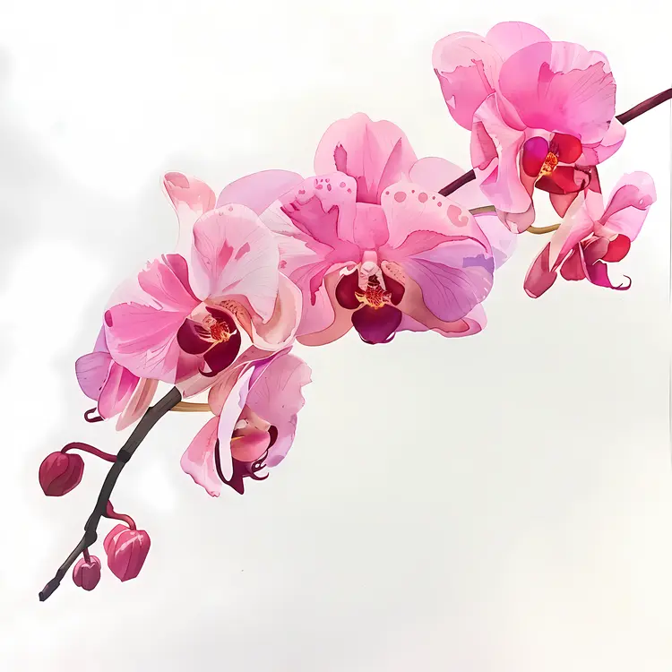 Beautiful Pink Orchids on Branch