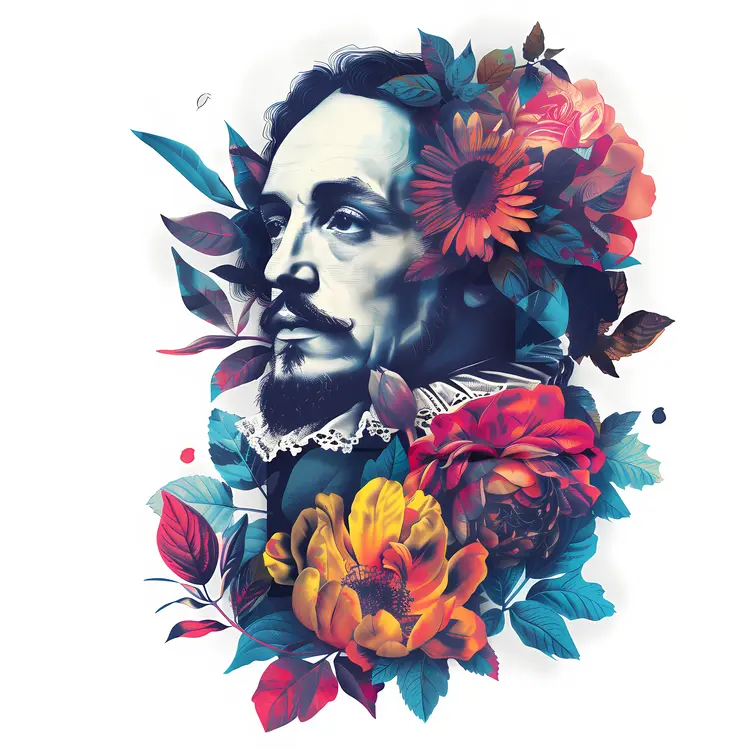 Colorful Floral Portrait of a Man