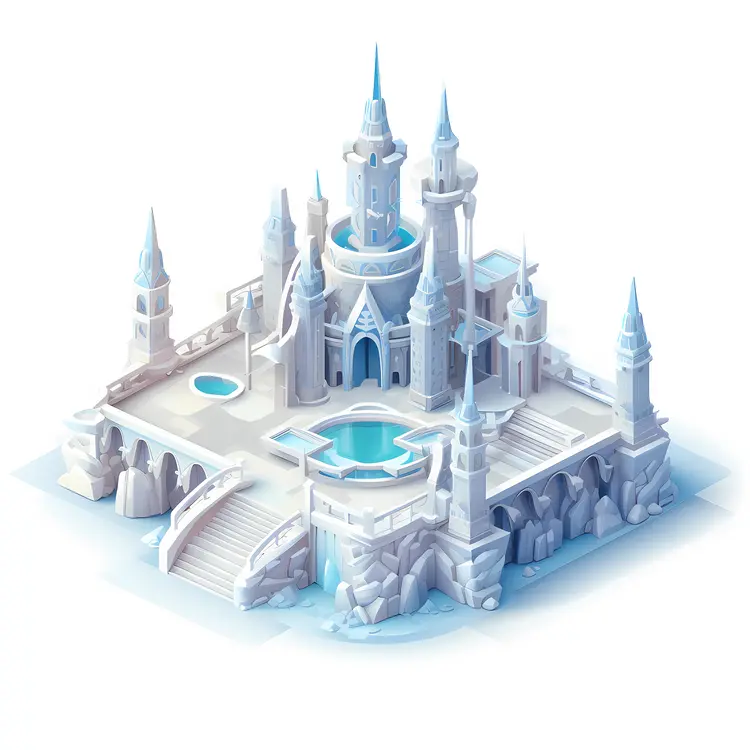 Stylish Ice Castle with Blue Turrets