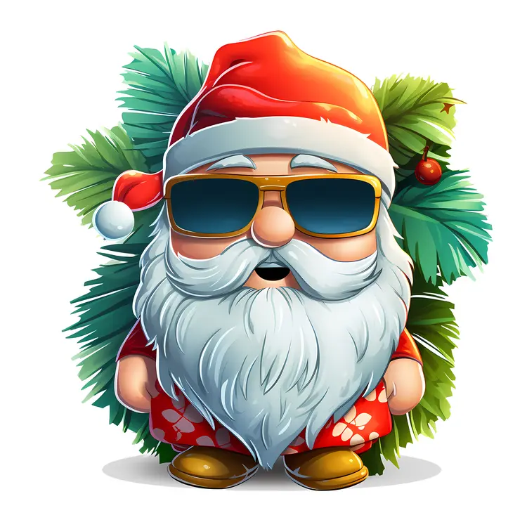Cool Santa in Sunglasses and Vacation Outfit