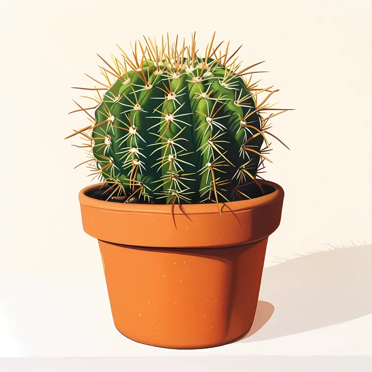 Round Cactus in Terracotta Pot