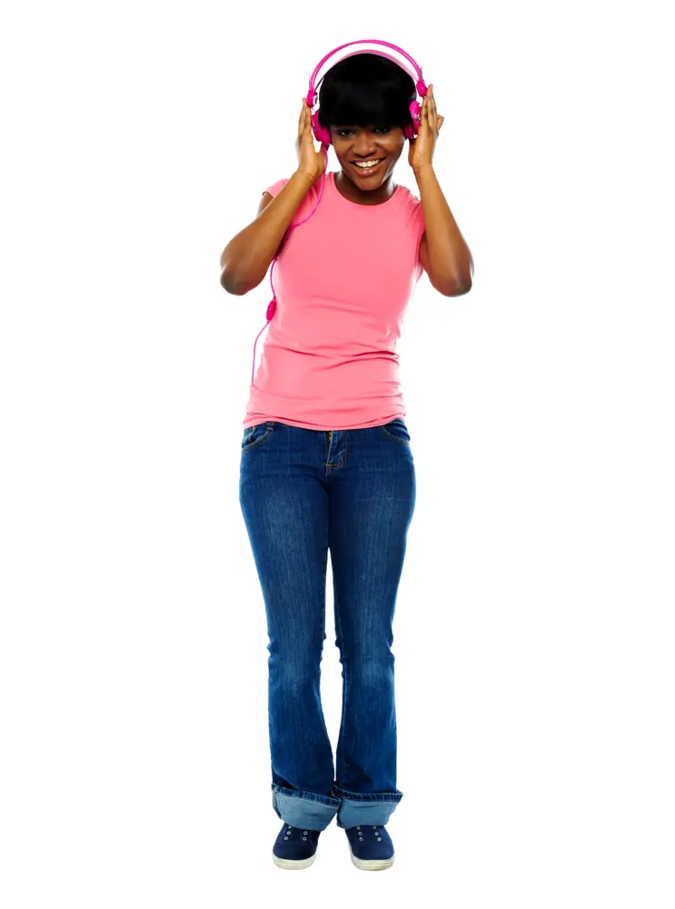 Girl with Pink Headphones