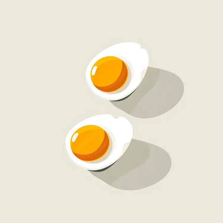 Two Halved Eggs with Yolk