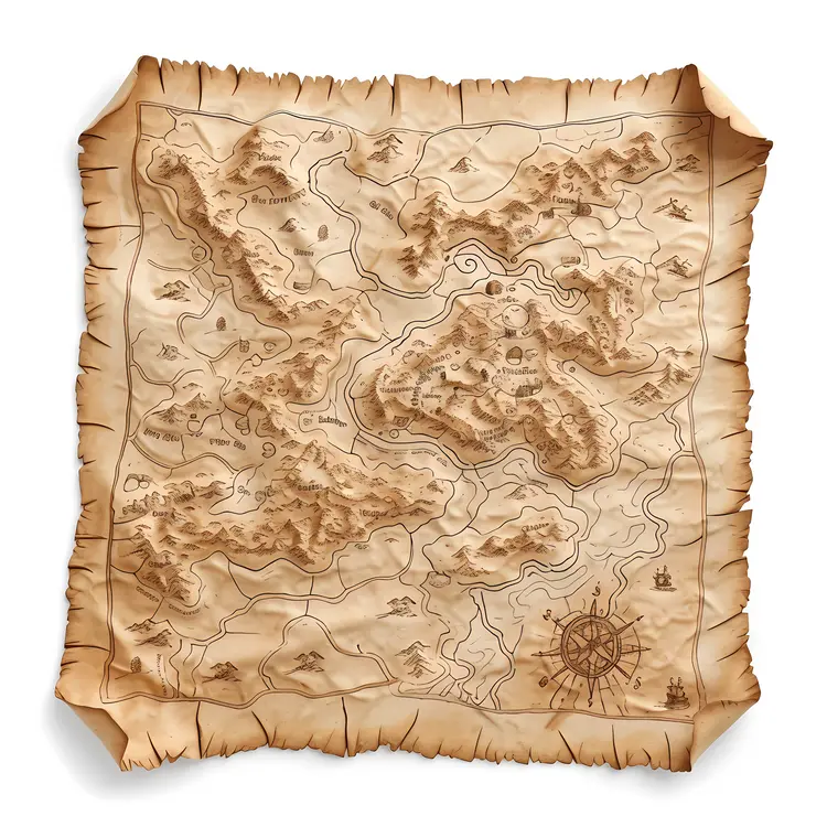 Antique Map with Detailed Terrain