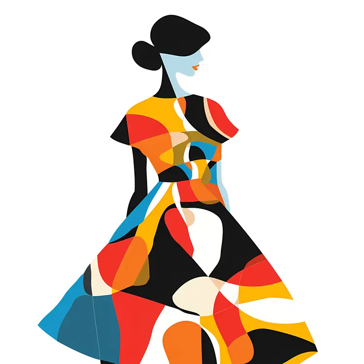 Artistic Colorful Dress Illustration