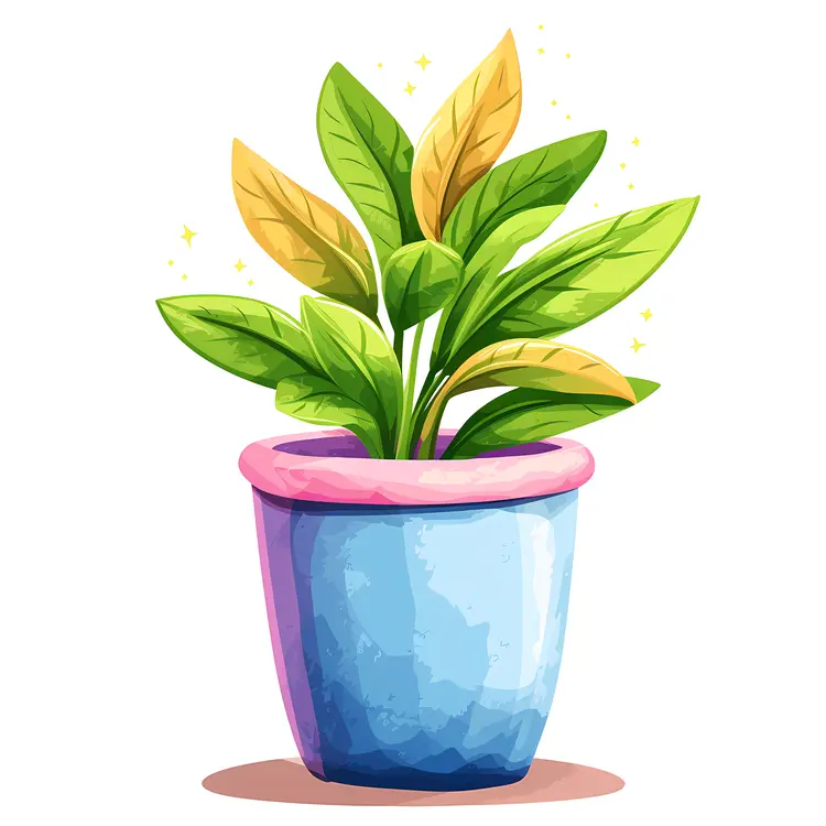 Green Potted Plant in Blue Pot