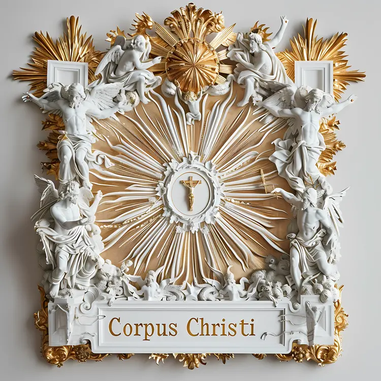 Ornate Corpus Christi Plaque for Religious Celebrations